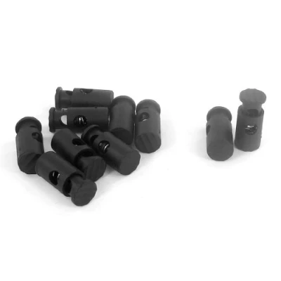 Image of sourcing map Plastic Toggles Spring Stop Drawstring Rope Cord Locks 10 Pcs Black