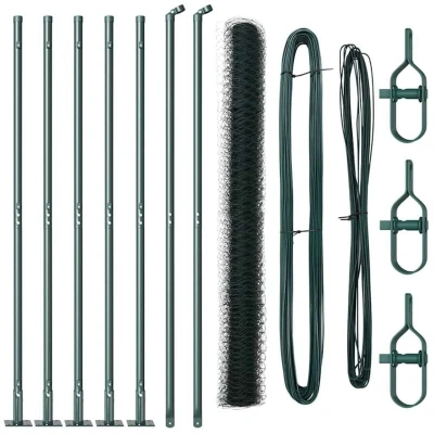 Image of vidaXL Hexagon Fence Green 1,5x10 m Steel