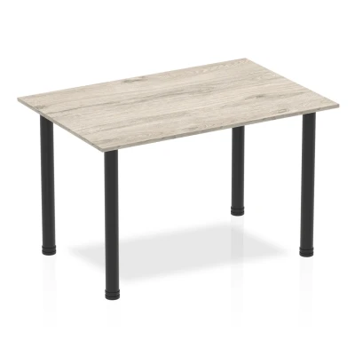 Image of Impulse 1200mm Straight Table Grey Oak Top Black Post Leg
