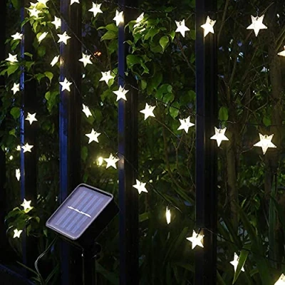 Image of Solar String Lights, 29Ft/9M 60 LED Star Lights Warm White Powered Fairy Outdoor 8 Modes Waterproof Festival Lighting for Garden Patio Yard Home Wedding Party Decoration