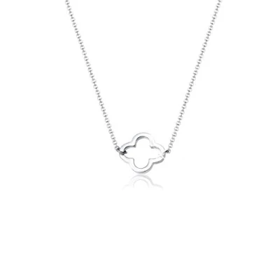 Image of Elli Women Genuine Jewellery Necklaces Pendant Neckwear Cloverleaf Lucky Charm 925 Sterling Silver Length 40 cm