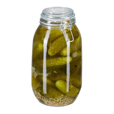 Image of Relaxdays Glass Preserving Jar, 3 Litre, with Clip Top Lid, for Pickling, Canning &amp; Pantry Storage, Transparent