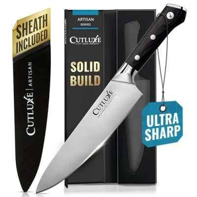 Image of Cutluxe Chef Knife 8&quot; Cooking &amp; Cutting Kitchen Razor Sharp Blade Forged from High Carbon German Steel Ergonomic Handle Full Tang Design Artisan Series