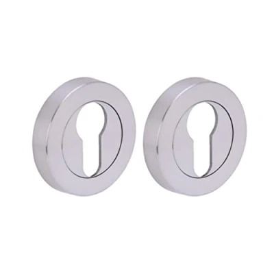 Image of HANDLEZONE® 2 Pack Euro Cylinder Door Lock Key Escutcheon Covers Dual Finish Polished/Satin Chrome