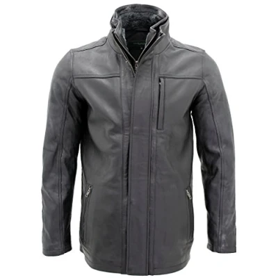 Image of Infinity Men&#039;s Mid Length Classic Warm Brown Leather Jacket L