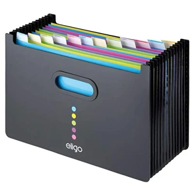 Image of Snopake Foolscap Eligo 13 Part Landscape Desk Expander/Organiser Black Pack of 1 Ref: 15859 Amazon Exclusive