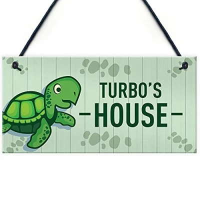 Image of RED OCEAN Quirky Tortoise Sign Personalised Turtle Pet Gift Hanging For Tank