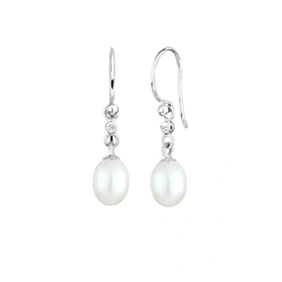 Image of Elli DIAMONDS Earrings Women Elegant with Freshwater Pearls and Diamond (0.03 ct.) in 925 Sterling Silver
