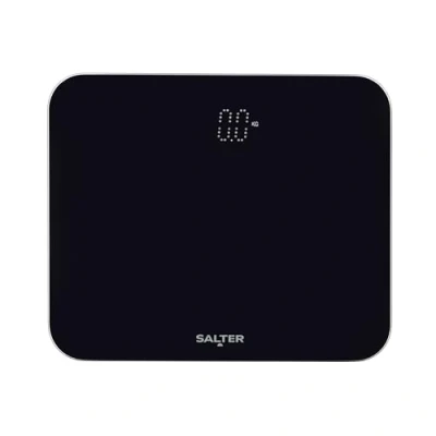 Image of Salter 9204 BK3R Phantom Bathroom Scale Digital LED Body Weight Scales, Compact Design, Toughened Glass Platform, 180kg Max Capacity, Hidden Until Lit Display, Carpet Feel, Batteries Included, Black