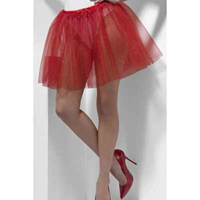 Image of Smiffys Petticoat Underskirt, Longer Length 34cm, Red 2 Layers, Adjustable, Fever Tutu&#039;s &amp; Petticoats Fancy Dress, Dress Up Accessories