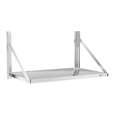 Image of Royal Catering Stainless Steel Wall Shelf Folding Commercial Kitchen 80x45cm 40kg RC BFWS8045 (Silver, Thickness 30mm, AISI 201)