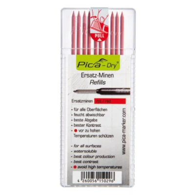 Image of Pica 4031 DRY Refills For Automatic Pencil Markers 10 x Red Leads