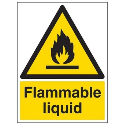 Image of V Safety Flammable Liquid Warning Sign 300mm x 400mm 1mm Rigid Plastic