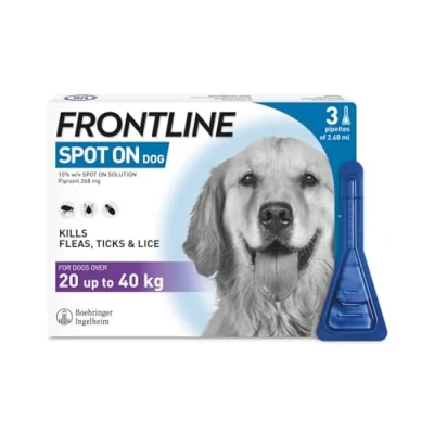 Image of FRONTLINE Spot On Flea &amp; Tick Treatment for Large Dog (20 40kg) 3 Pipettes