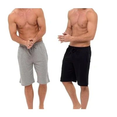 Image of INSIGNIA Mens Pyjamas Lounge Shorts Bottoms 2 Pack (UK, Alpha, L, Regular, Black Grey Marl)