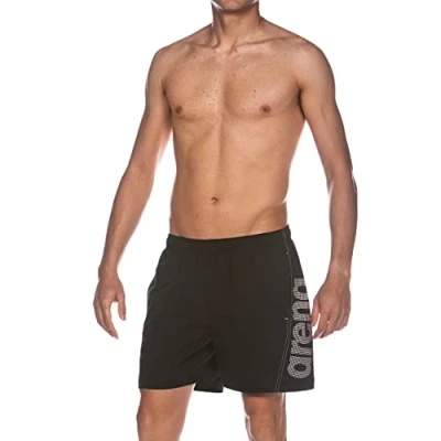 Image of arena Men&#039;s Fundamentals Logo Beach Short, Black/White, 2X Large