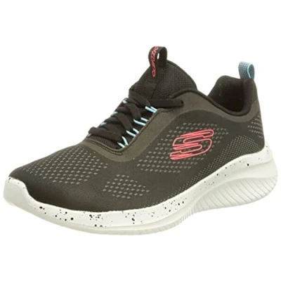 Image of Skechers Women&#039;s Ultra Flex 3.0 New Horizons Sneaker, Black Mesh/Blue Trim, 6 UK