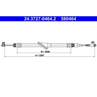 Image of 1294202685, 1294202785, A1294202685, A1294202785 Brake Cable ATE 24.3727 0464.2 2297mm MERCEDES BENZ: SL Convertible