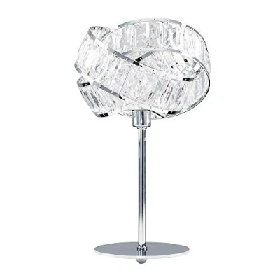 Image of MiniSun Polished Chrome &amp; Clear Acrylic Jewel Intertwined Rings Design Table Lamp