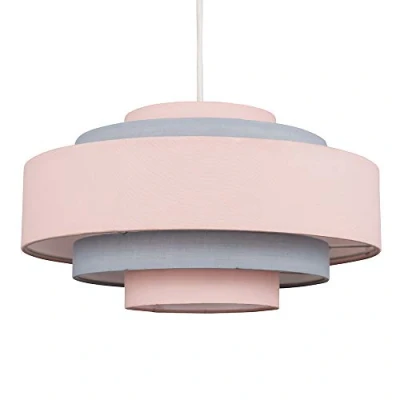 Image of Modern 5 Tier Cylinder Ceiling Pendant Light Shade in a Pink Finish Complete with 6w LED Bulb [3000K Warm White]