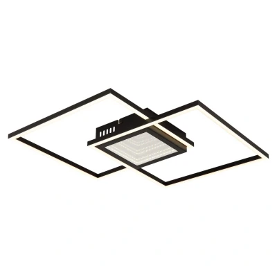 Image of Globo Saunders LED ceiling lamp, length 43 cm, black, 3D effect