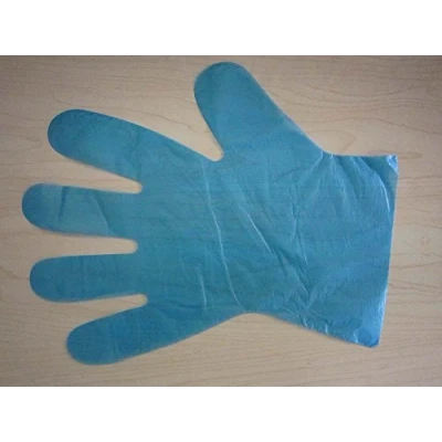 Image of Disposable Polythene Food Grade Gloves Medium Blue 100 Pack