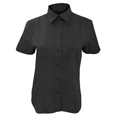Image of Kustom Kit Ladies Workwear Oxford Short Sleeve Shirt (18) (Black)