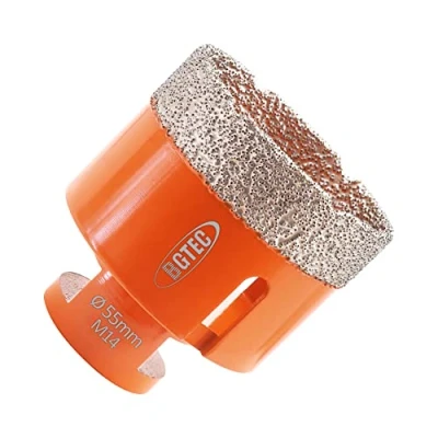 Image of BGTEC Diamond Drill Bit Tile Hole Saw 55mm with M14 Thread for Porcelain Ceramic Granite Marble Masonry Stone Vacuum Brazed 60mm Length