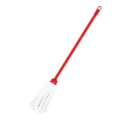 Image of HOMESHOPA Heavy Duty Floor Cleaning Mop, Super Absorbent Cotton Mop Head &amp; 115cm Red Long Handle, Effective For Home, Office and Commercial Use