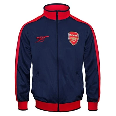 Image of Arsenal FC Official Gift Mens Retro Track Top Jacket Navy Red Sleeve 3XL