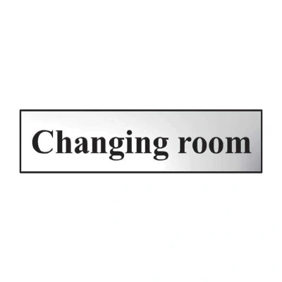 Image of Changing Room Sign Self Adhesive PVC Chrome Effect 200mm x 50mm