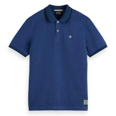 Image of Scotch &amp; Soda Solid Melange Regular FIT Polo shirt, Men&#039;s, Size: Medium, Dunkelblau