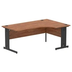 Image of Impulse 1800 RH Crescent Desk Walnut Top Black Cable Managed Leg