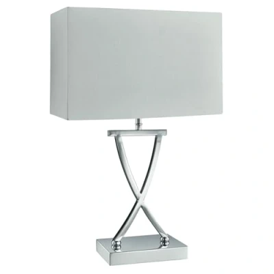 Image of Club 1 Light Table Lamp Chrome with White Shade, E14