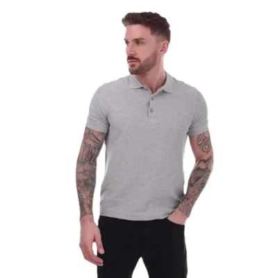 Image of Farah Mens Cove Organic Modern Fit Polo Shirt Grey Marl material_polyester Size Large