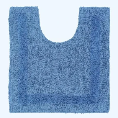 Image of HOMESCAPES Toilet Mat, Luxury 1600gsm Extra Soft 100% Cotton, Reversible Bathroom Mats Non Slip, Washable, Super Absorbent, Quick Dry, Cobalt Blue Pedestal Mat for Toilet, 50 x 55 cm