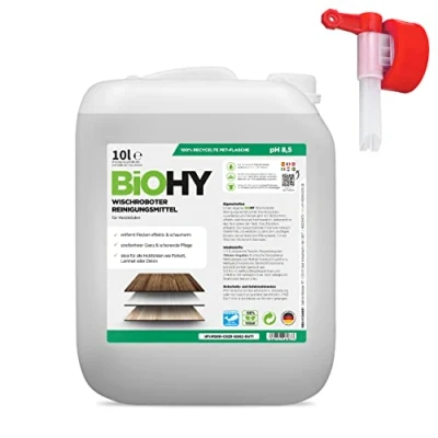 Image of BiOHY Wiping Robot Cleaning Agent (10l Canister) Discharge tap Floor Cleaner for Wooden Floors parquet &amp; Laminate economical Concentrate with Fresh Fragrance (Wischroboter Holz)