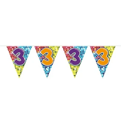 Image of Folat 3rd Birthday Mini Blocks Garland 6 meters Multicolor