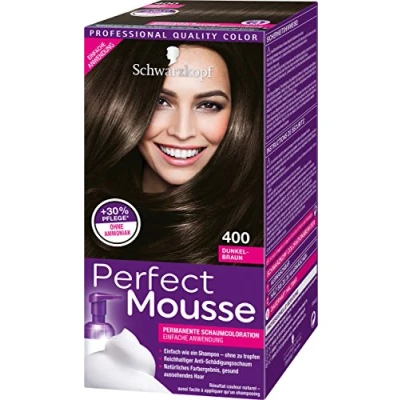 Image of Schwarzkopf Perfect Mousse Permanent Foam Colour 400 Dark Brown Level 3 Pack of x 93 ml