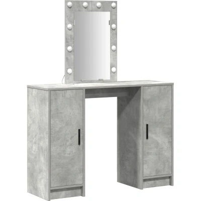 Image of vidaXL Dressing Table with LED Lights Concrete Grey 102x33x135 cm