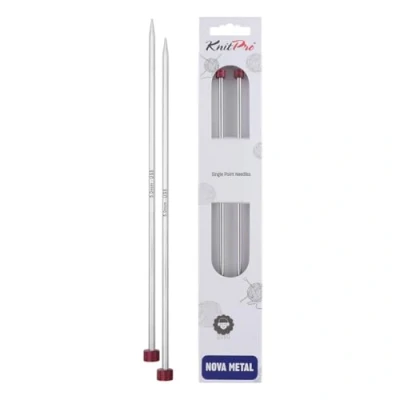 Image of KnitPro 30 cm x 5 mm Nova Single Pointed Needles, Silver