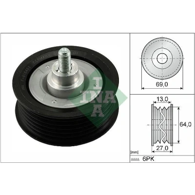 Image of 16080248, 1608024880, 16114234, 1611423480, 5751F0 Idler Pulley INA 532 0477 10 FORD: Transit Mk6 Van, Custom V362 Mk7 Van