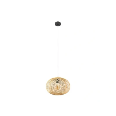 Image of Lindby Solvira hanging light, bamboo mesh, round