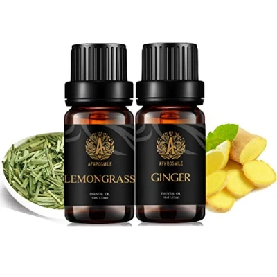 Image of Aromatherapy Ginger Essential Oil Set for Diffuser, 2X10ml 100% Pure Lemongrass Oils Kit Humidifier Lemongrass, Oils, Oil,
