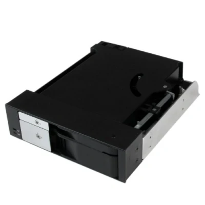 Image of StarTech.com Dual Bay 5.25&quot; Trayless Hot Swap Mobile Rack Backplane for 2.5&quot; and 3.5&quot; SATA/SAS HDD or SSD with Fan (HSB2535SATBK)
