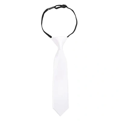 Image of DQT Plain Satin Pre Tied Elasticated Adjustable Neck Tie for Boys 0 2 Years Old White
