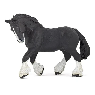 Image of Papo 51517 Black Shire HORSES, FOALS AND PONIES Figurine, Multicolour, Standard