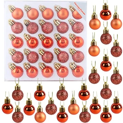 Image of Christmas Concepts® Pack of 25 25mm (1&quot;) Mini Tree Baubles Shiny, Matte &amp; Glitter Decorated (Coral)