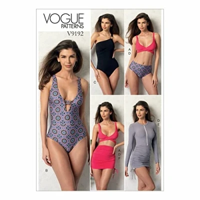 Image of Vogue Patterns 9192, Misses Top,Swimsuit,Bottom and Cover up,Sizes 6 14, A5 (6 8 10 12 14)