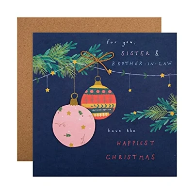 Image of Hallmark Christmas Card for Sister and Brother in Law Large Contemporary Design with Make Your Own Paper Chain Element